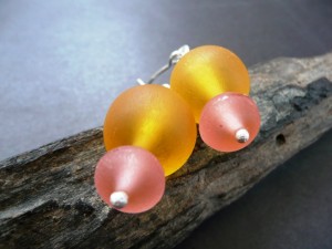 Resin Earrings Yellow-Pink 5