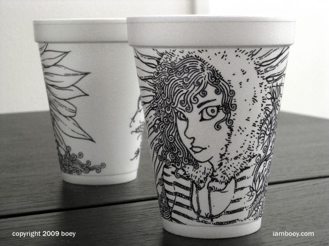 Styrofoam Cup Sharpie Art